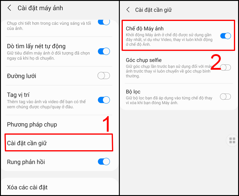 Cài đặt cần giữ
